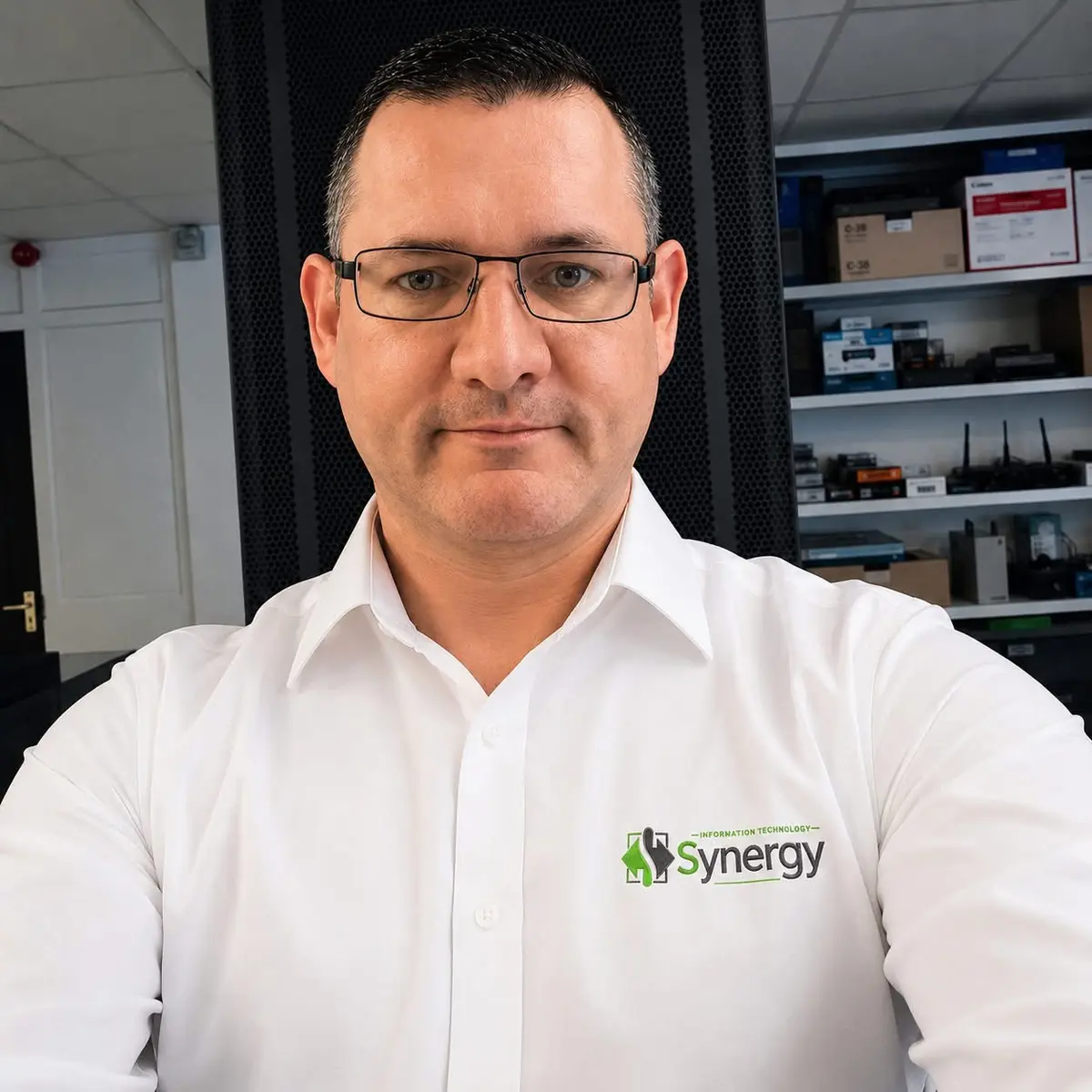 Tom Tonneson of Synergy Information Technology Consultants in the Synergy office